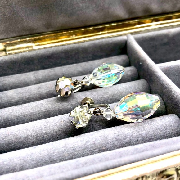 Vintage Aurora Borealis Deco Crystal Earrings 💎 💎 - Picture 4 of 9